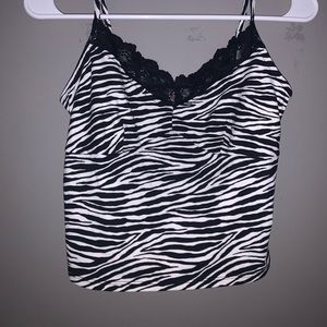 Zebra Lace Trim Crop Tank